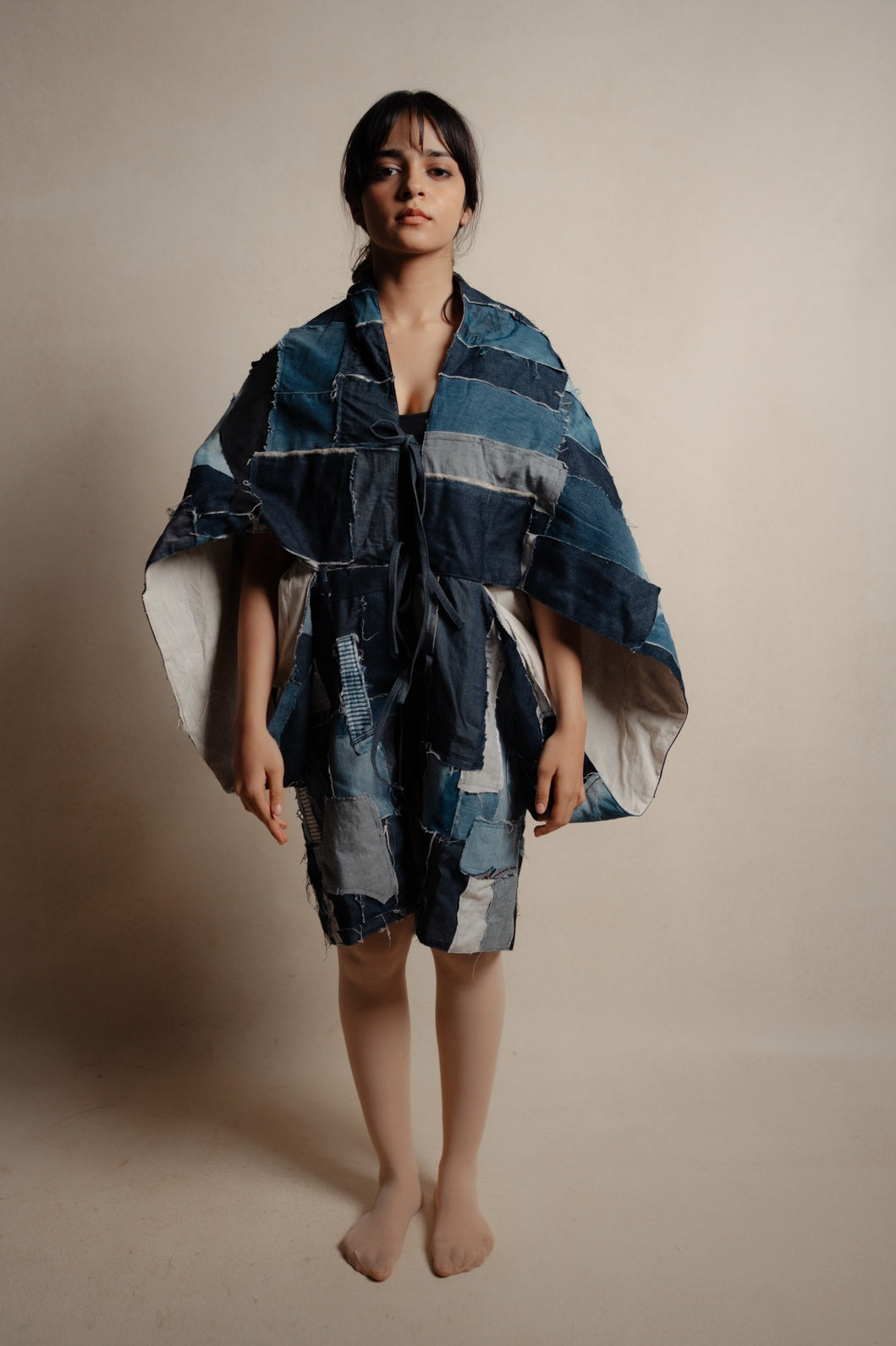 Cocoon Upcycled Denim Patchwork Coat